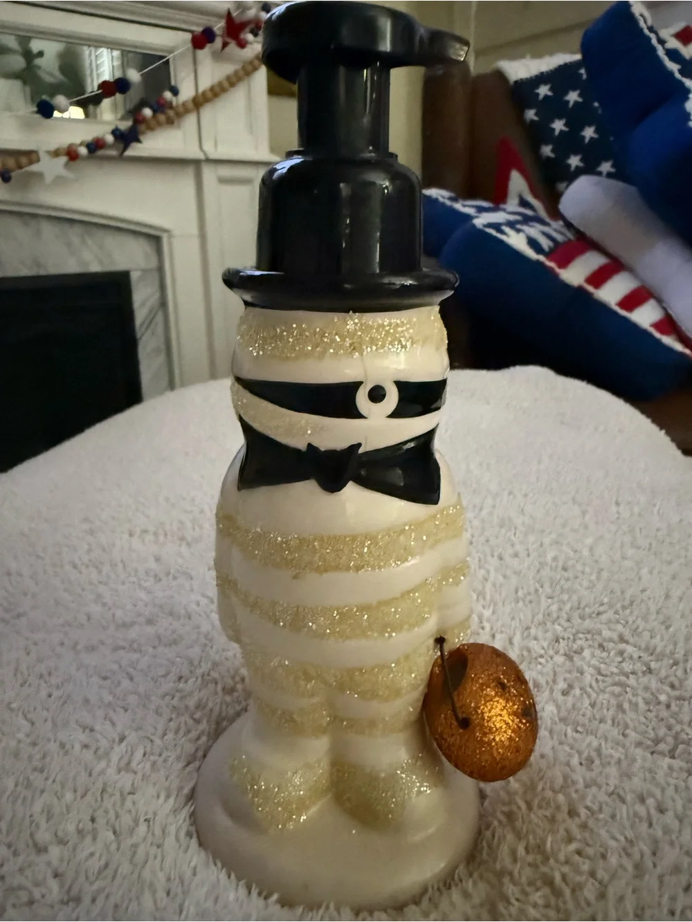 Bath and Body Works Glitter Stripe Mummy Soap Dispenser - Black Top Hat